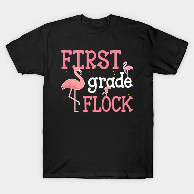 Flamingo 1st First Grade Back To School T-Shirt by kateeleone97023